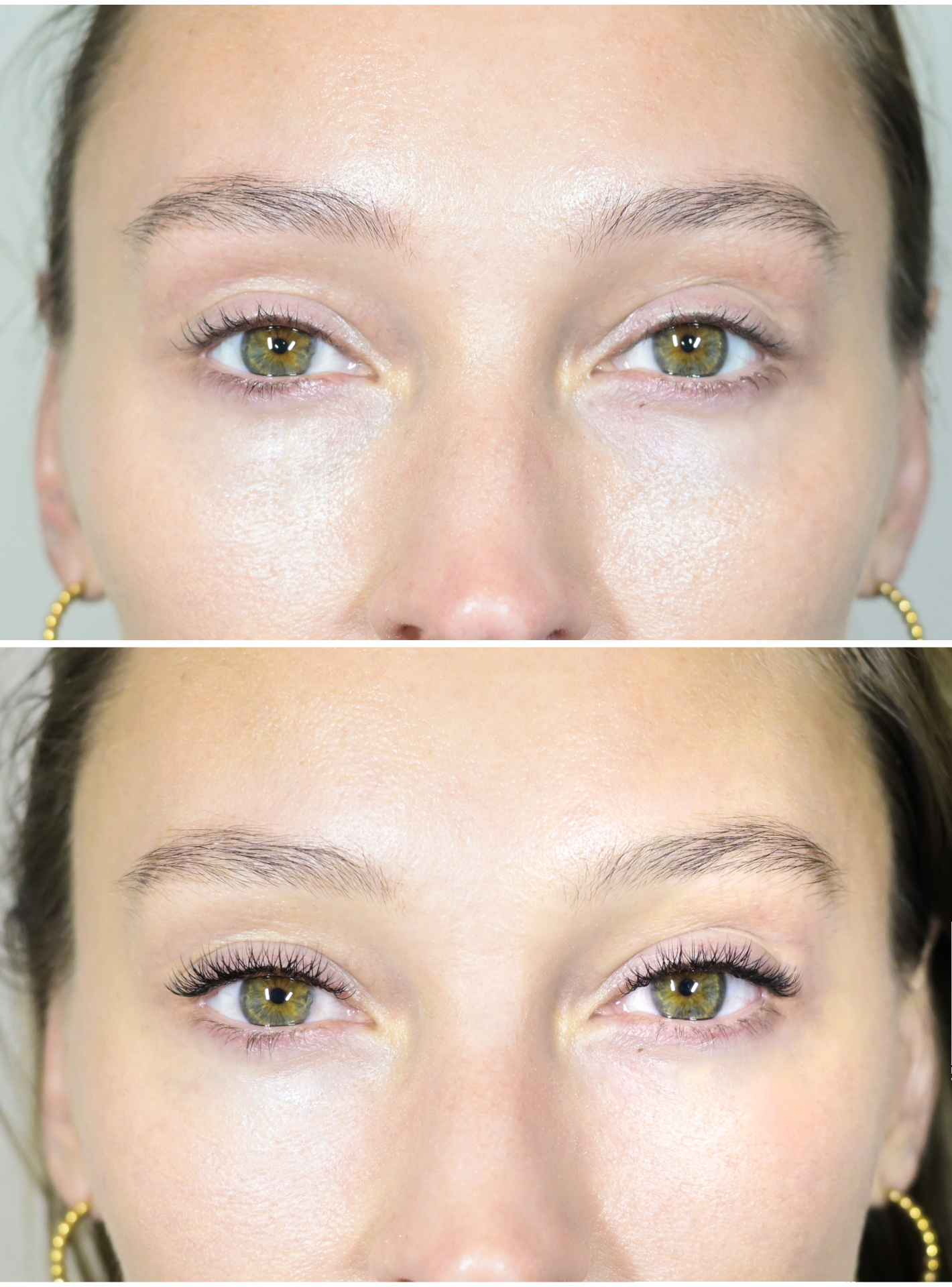 Express Set Before and After - Natural lash extensions showing classic and light volume mix